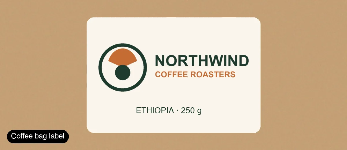 Transparent logo on a coffee bag label mockup over kraft paper