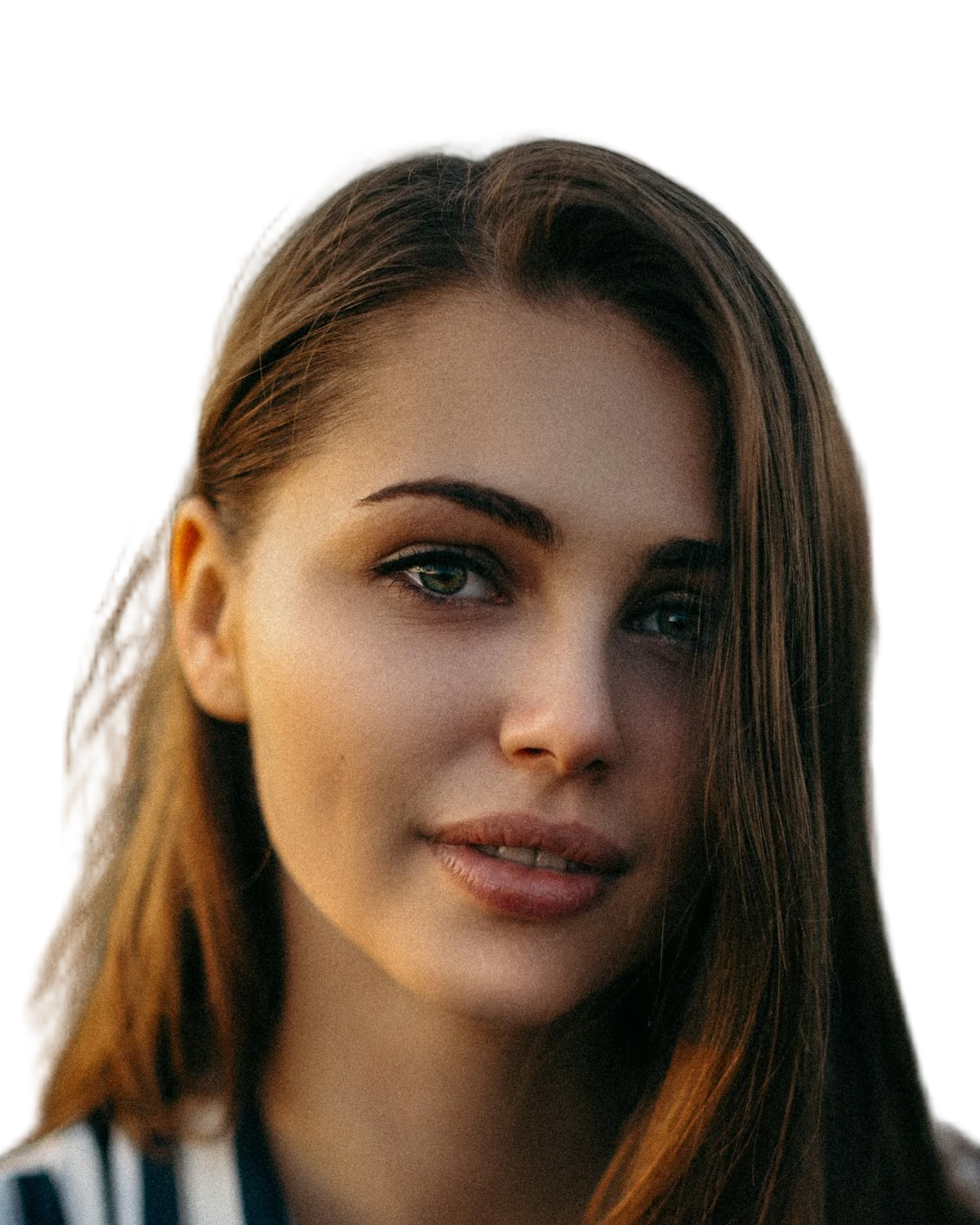 Hair cut out by the AI background remover and placed on a new studio background